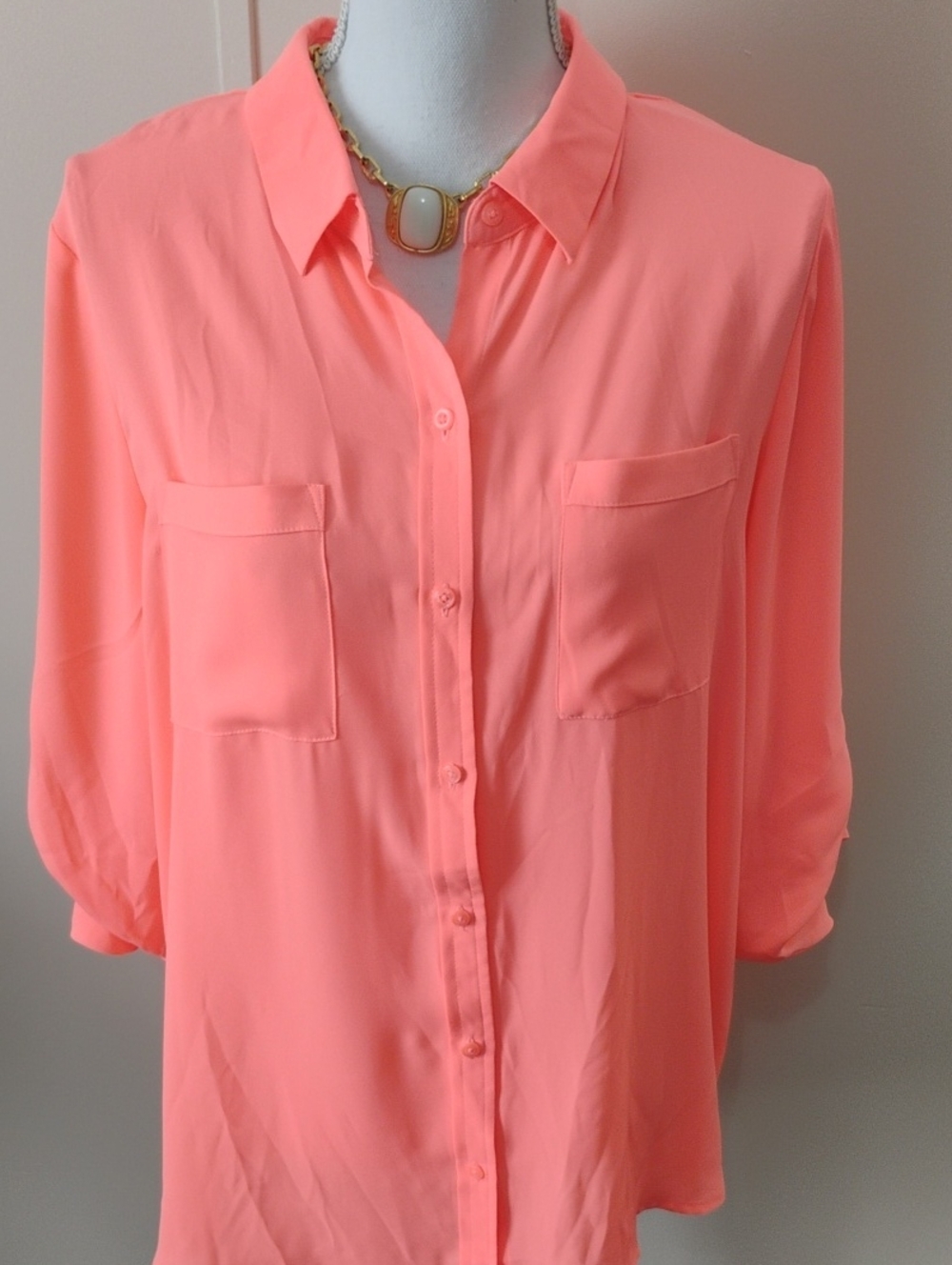 Gorgeous Apt. 9 Neon Coral Button-Down Shirt